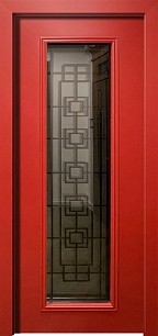 Недорогая одностворчатая железная дверь Color 199308 со стеклопакетом и ковкой в Мытищах